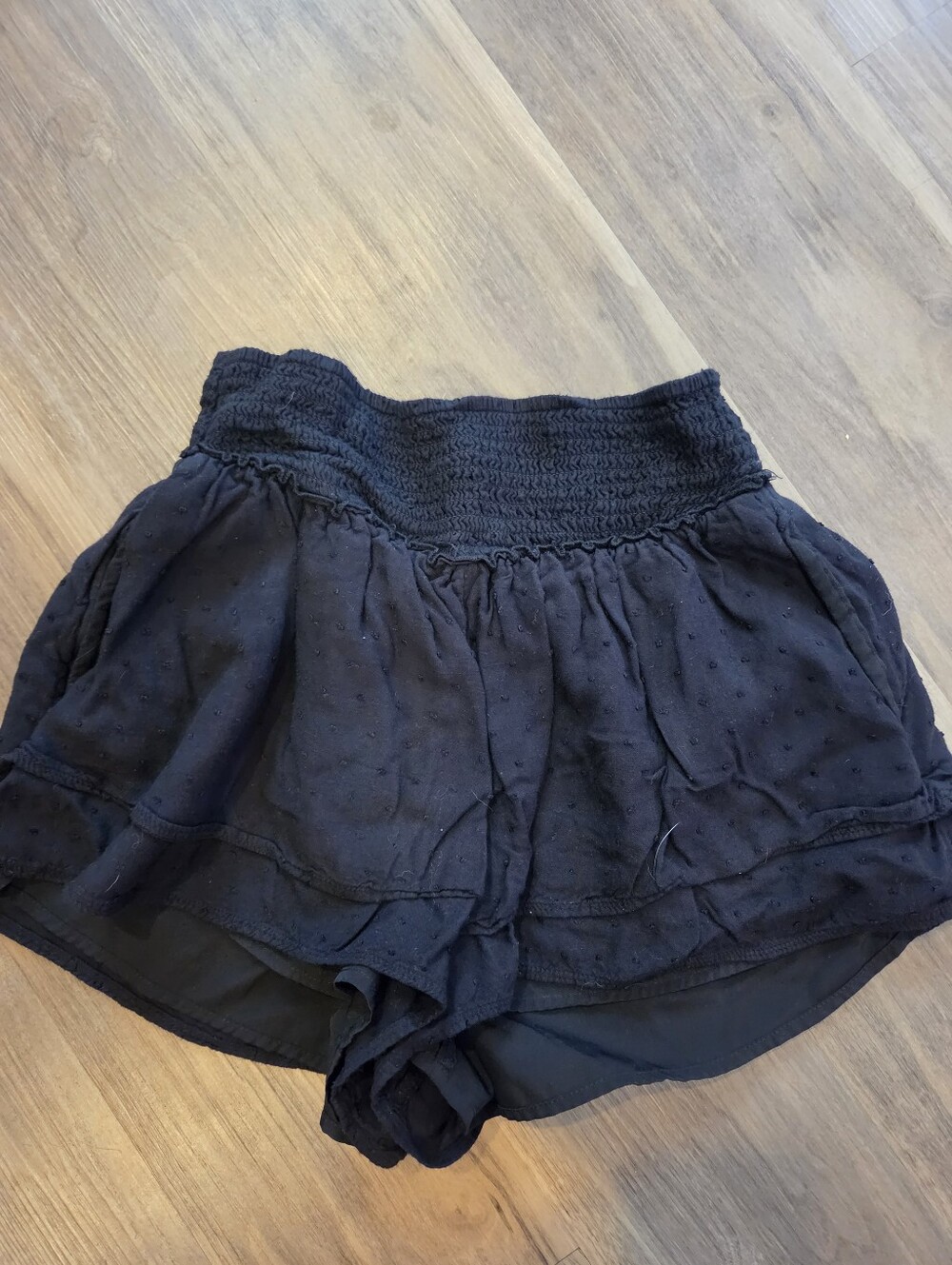 Women’s Black Smocked Hem Top